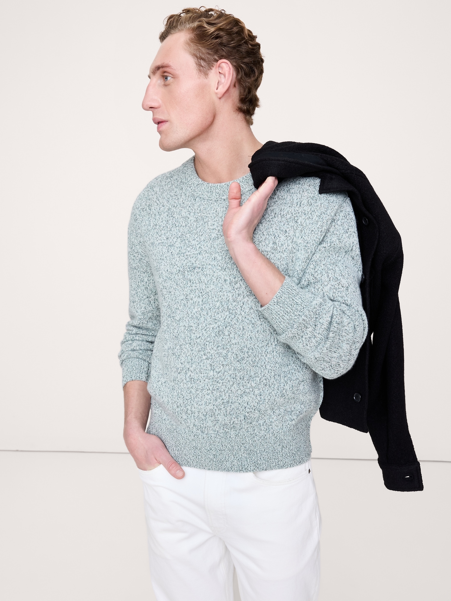 Cashmere-Cotton Crew-Neck Sweater