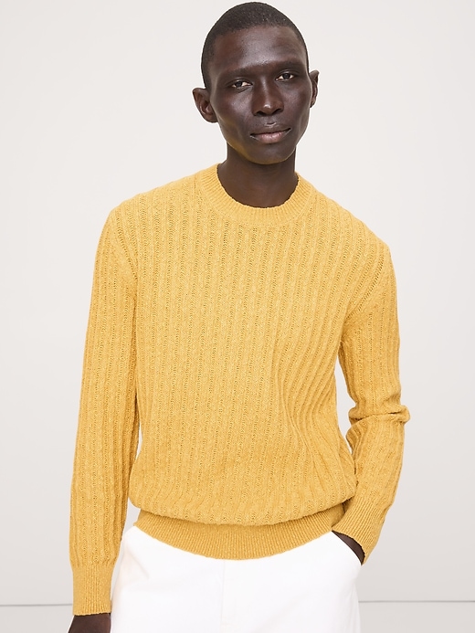 Cotton-Linen Blend Crew-Neck Sweater