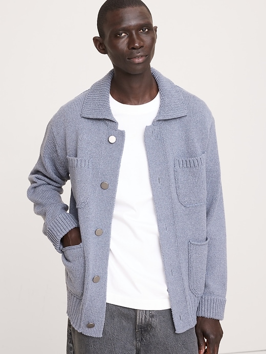 Italian Cotton-Blend Sweater Jacket
