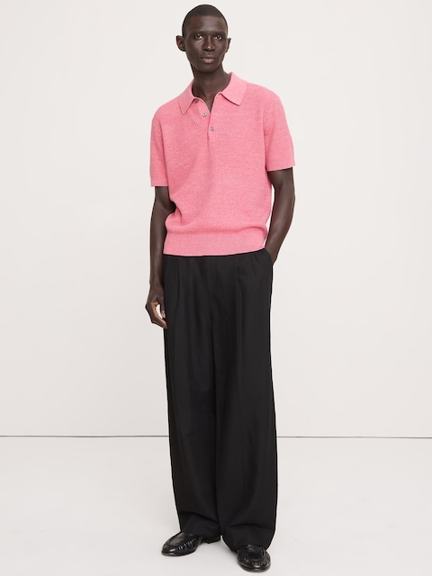 Linen-Cotton Sweater Polo