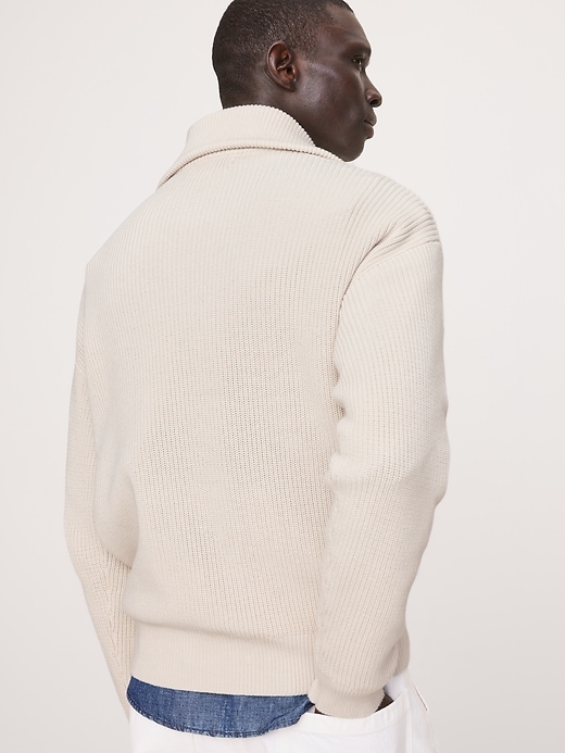 Cotton Ribbed Zip Sweater Polo | Banana Republic