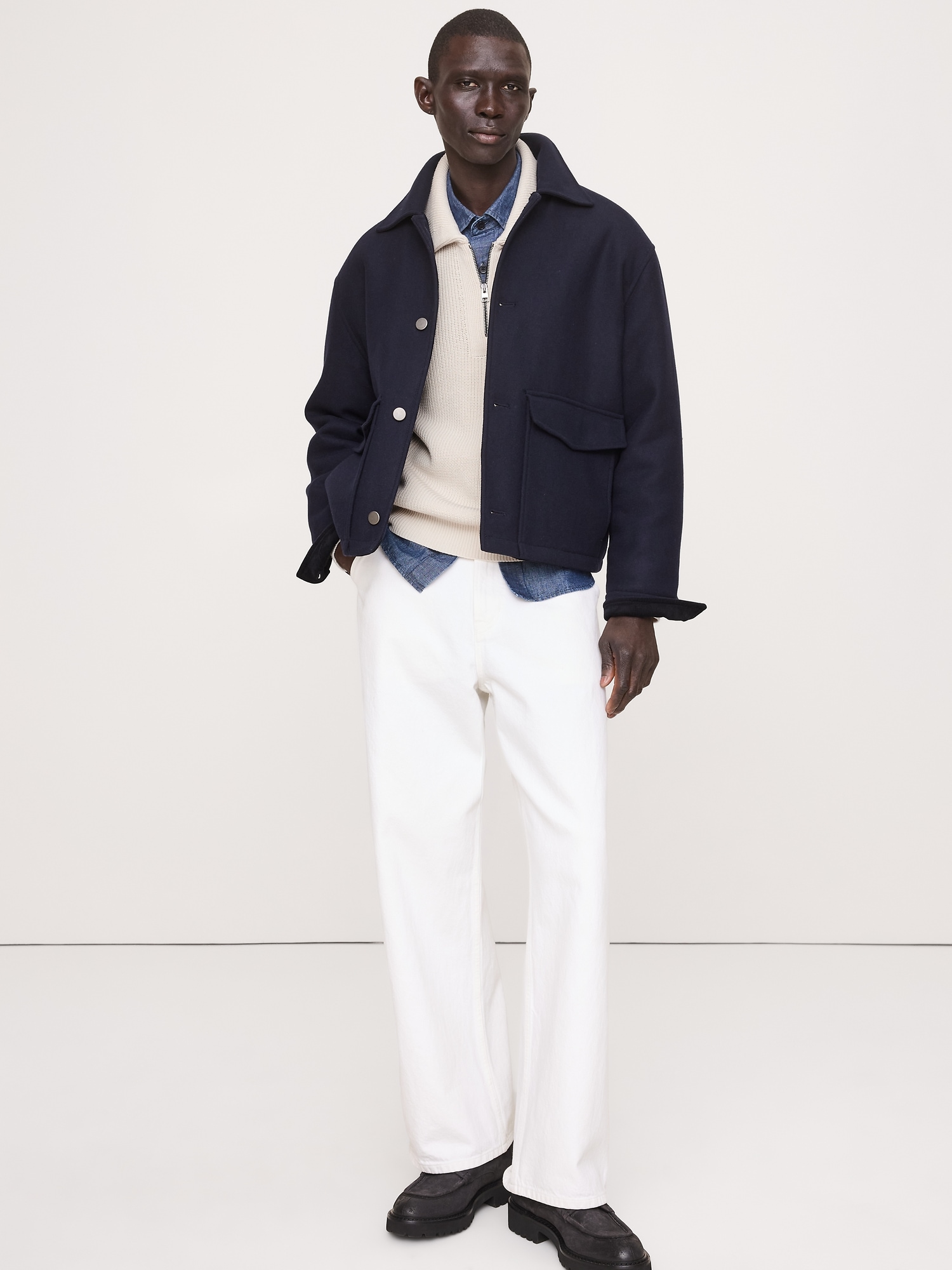 Image number 3 showing, Cotton Ribbed Zip Sweater Polo