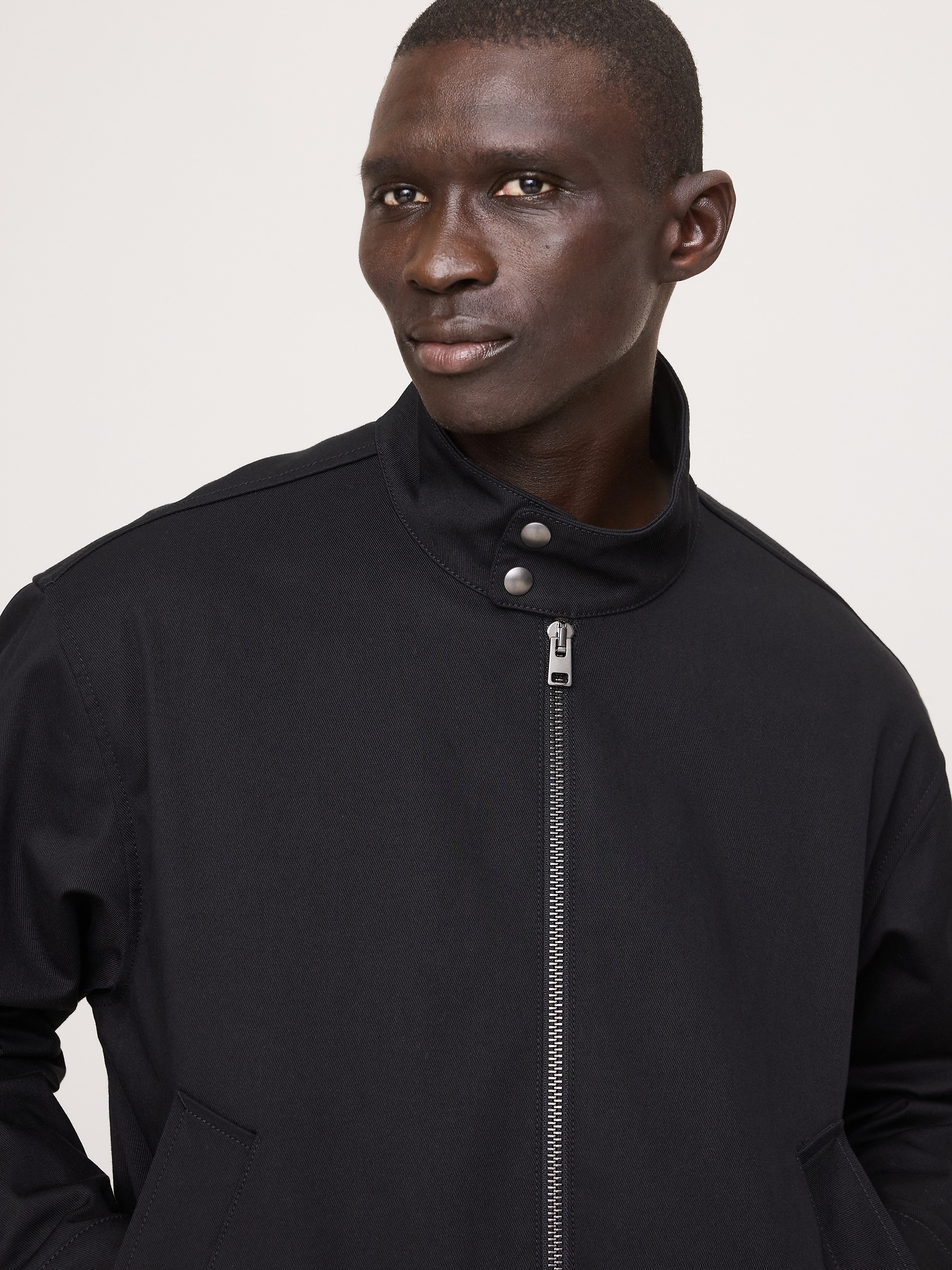 Мужская куртка Banana Republic Cotton Twill Harrington, цвет: Чёрный — фото 3