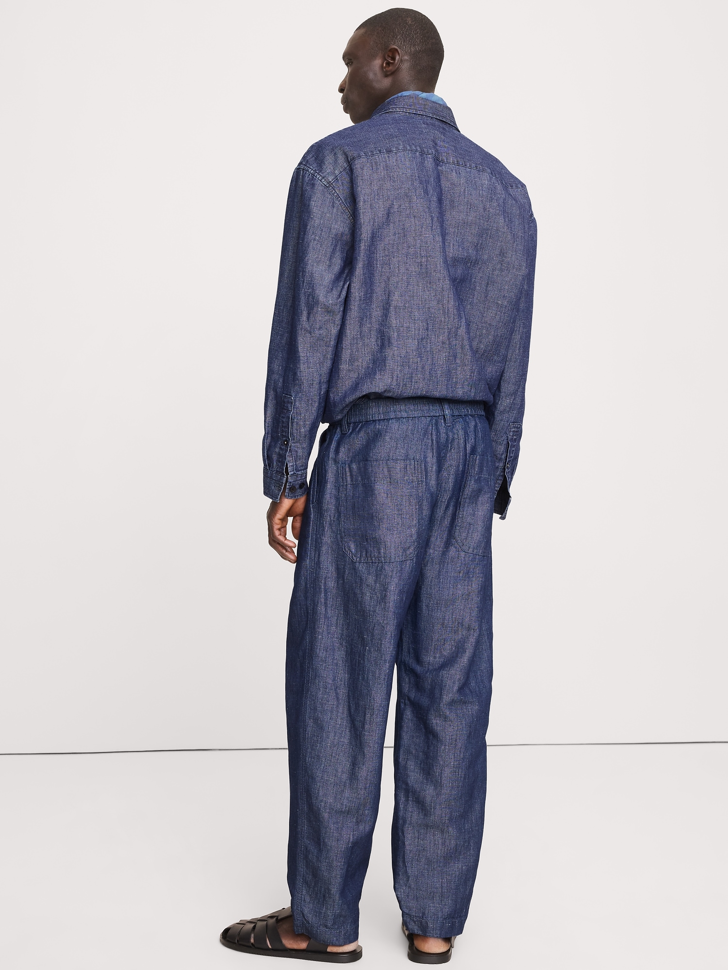 Image number 2 showing, Loose Chambray Pleated Pull-On Pant