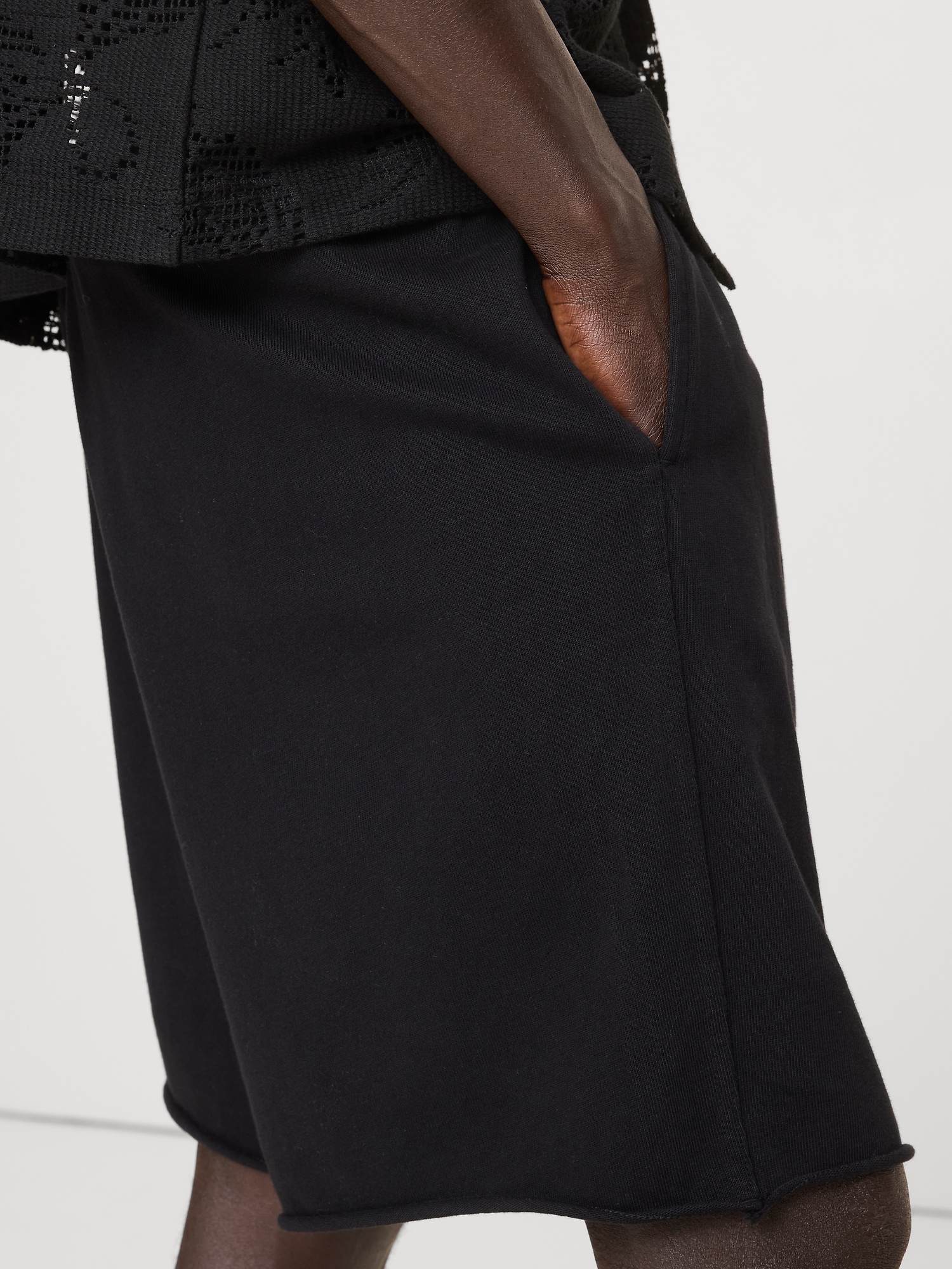 Image number 5 showing, Relaxed Cotton-Fleece Pleated Pull-On Short