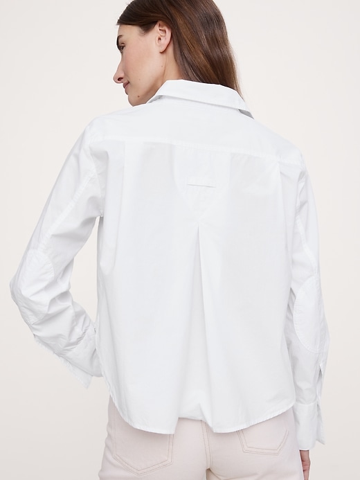 Image number 5 showing, Cropped Cotton Poplin Shirt with Elbow Patches