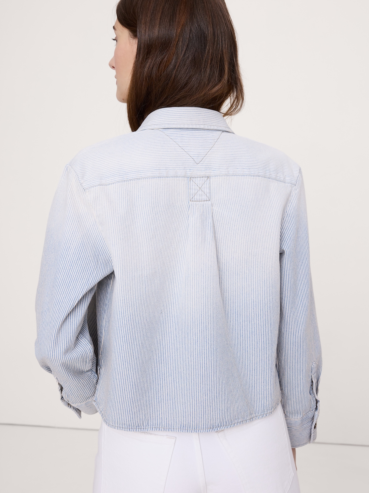 Image number 5 showing, Denim Cropped Utility Shirt