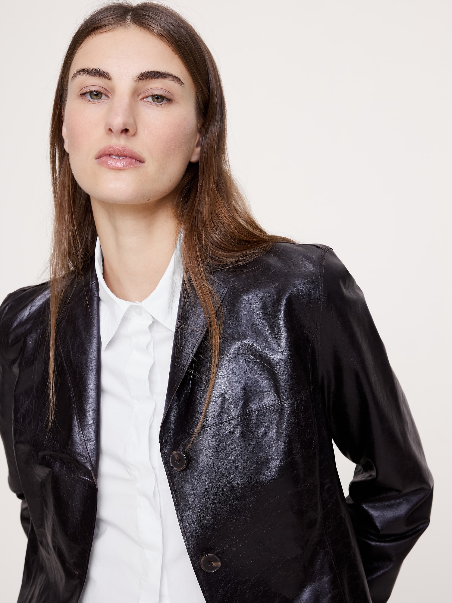 Image number 3 showing, Cropped Cotton Polin Shirt with Elbow Patches