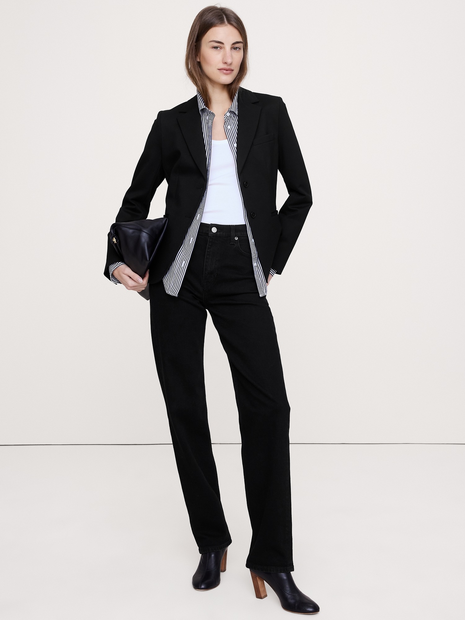 Женский пиджак Banana Republic Slim Everywhere Ponte Blazer, цвет: Чёрный