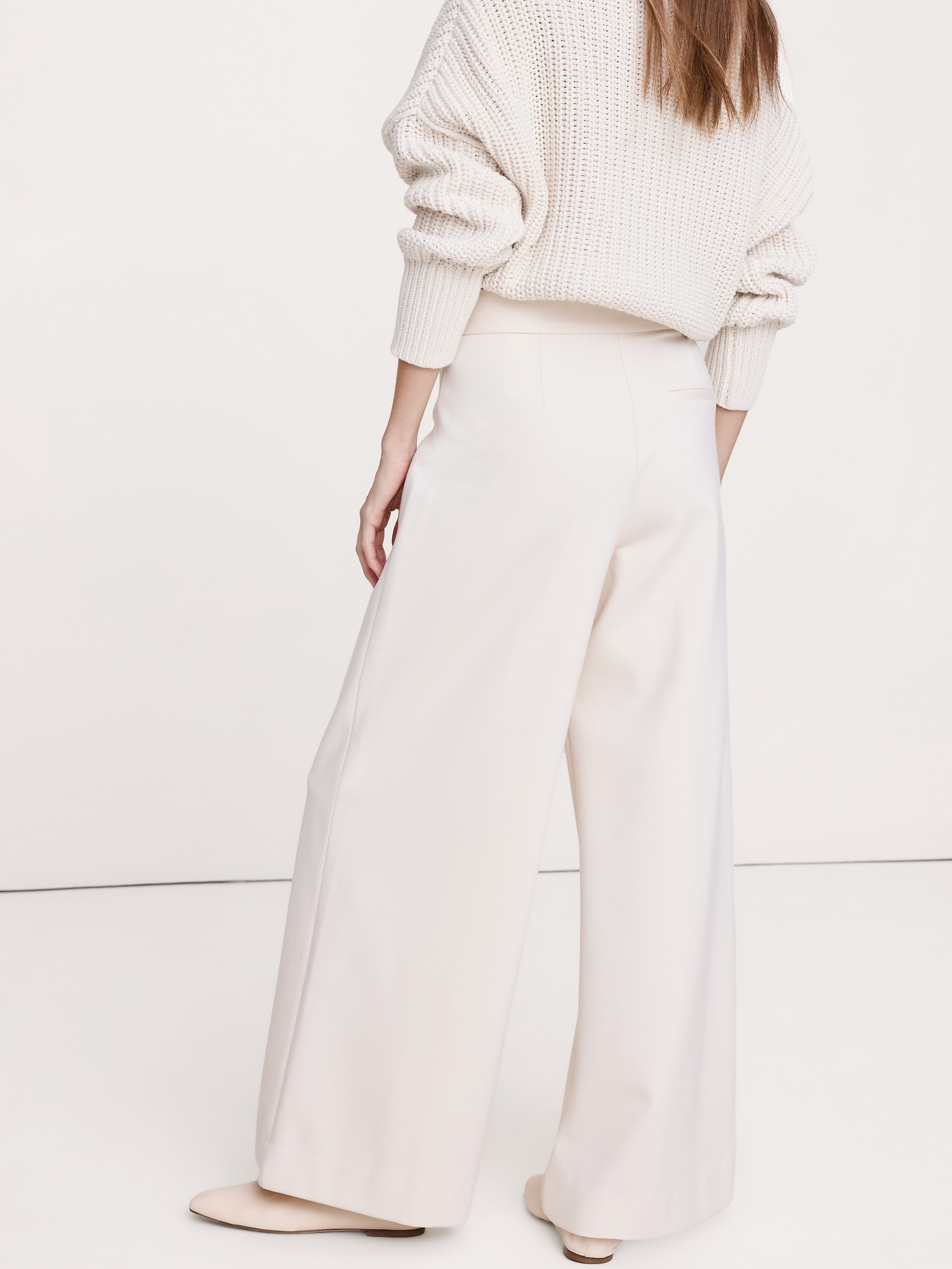 Image number 6 showing, High Rise Wide-Leg Drapey Ponte Pant