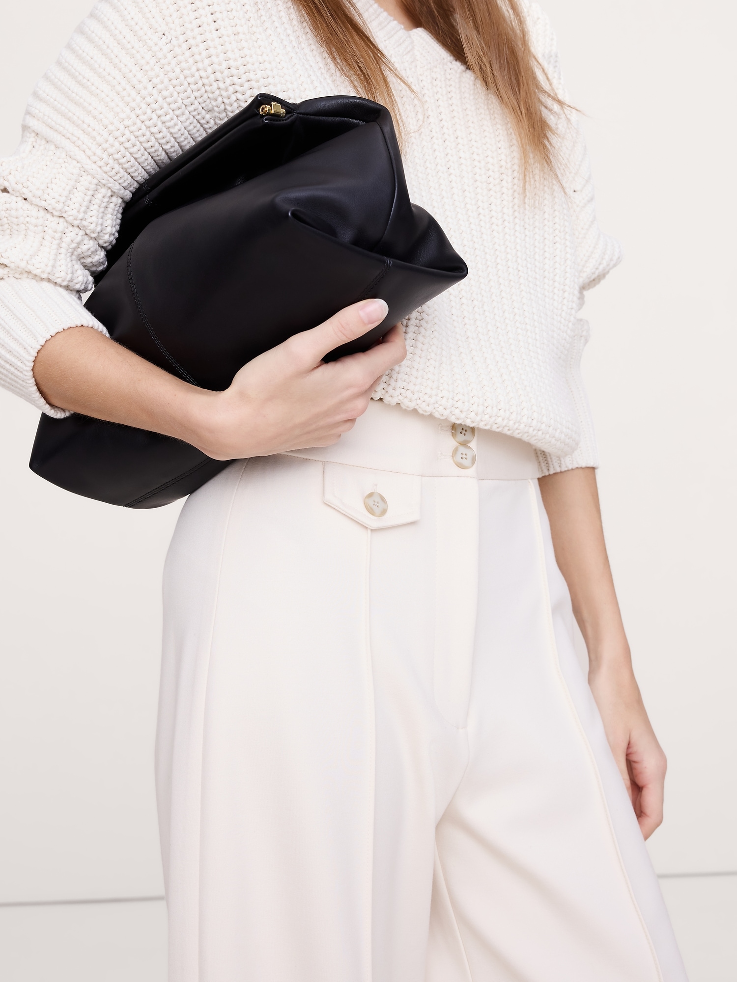 Image number 7 showing, High Rise Wide-Leg Drapey Ponte Pant