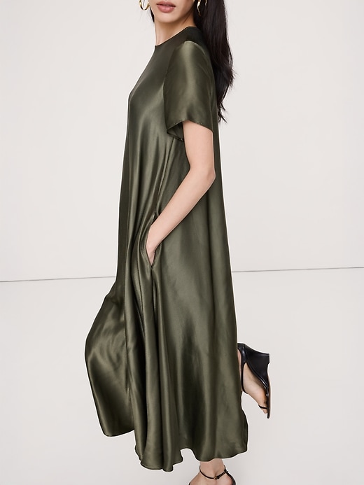 blue slip maxi dress Yvette Slip Maxi Dress With Asymmetrical Hem