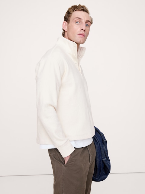 Crinkle Cotton-Wool Mock-Neck Sweatshirt