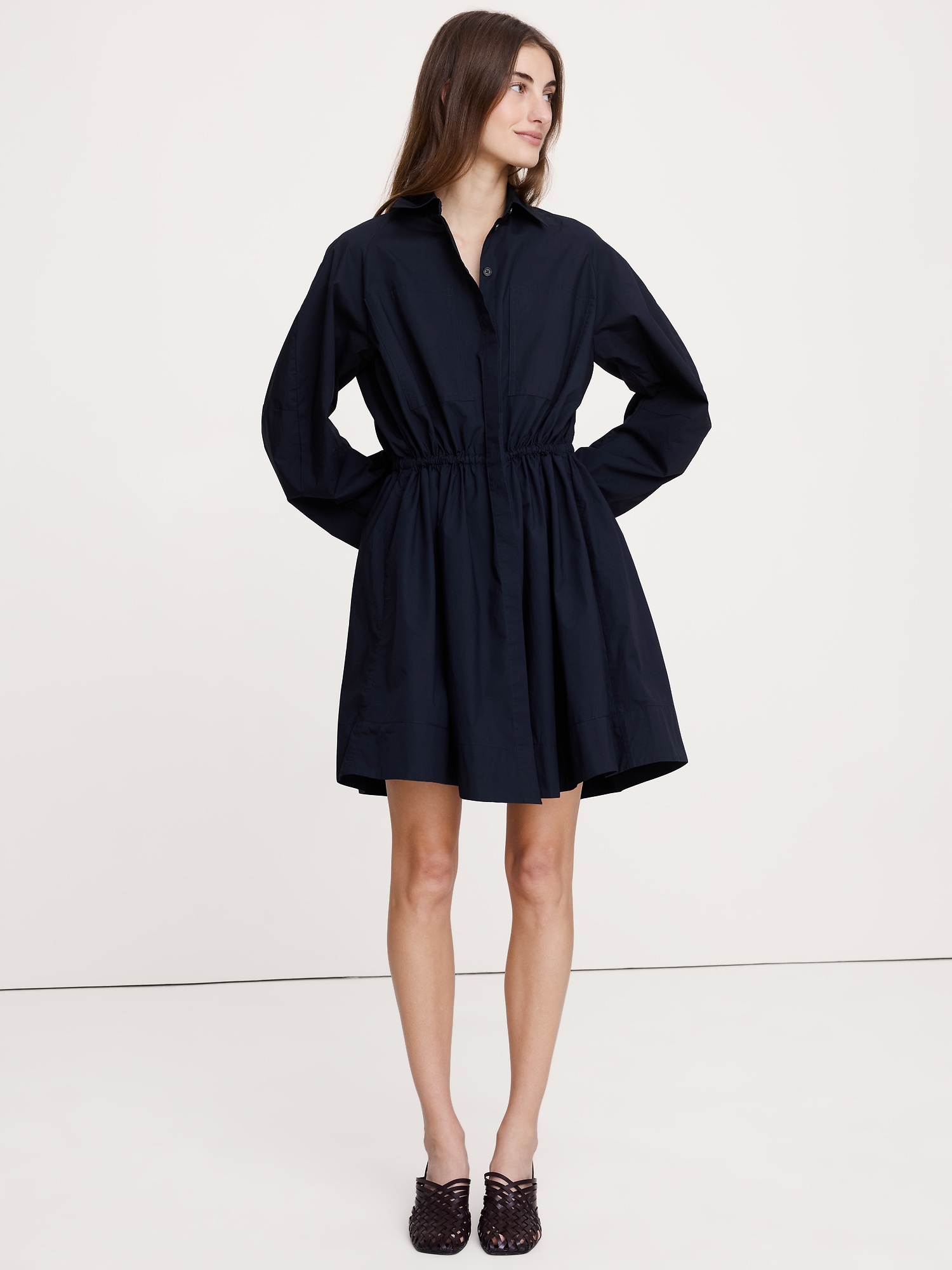 Cotton Poplin Mini Shirtdress