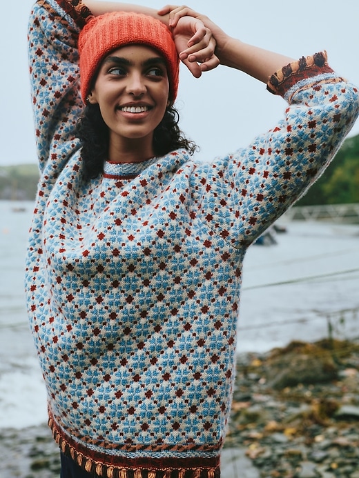 Merino-Cotton Jacquard Sweater | Banana Republic