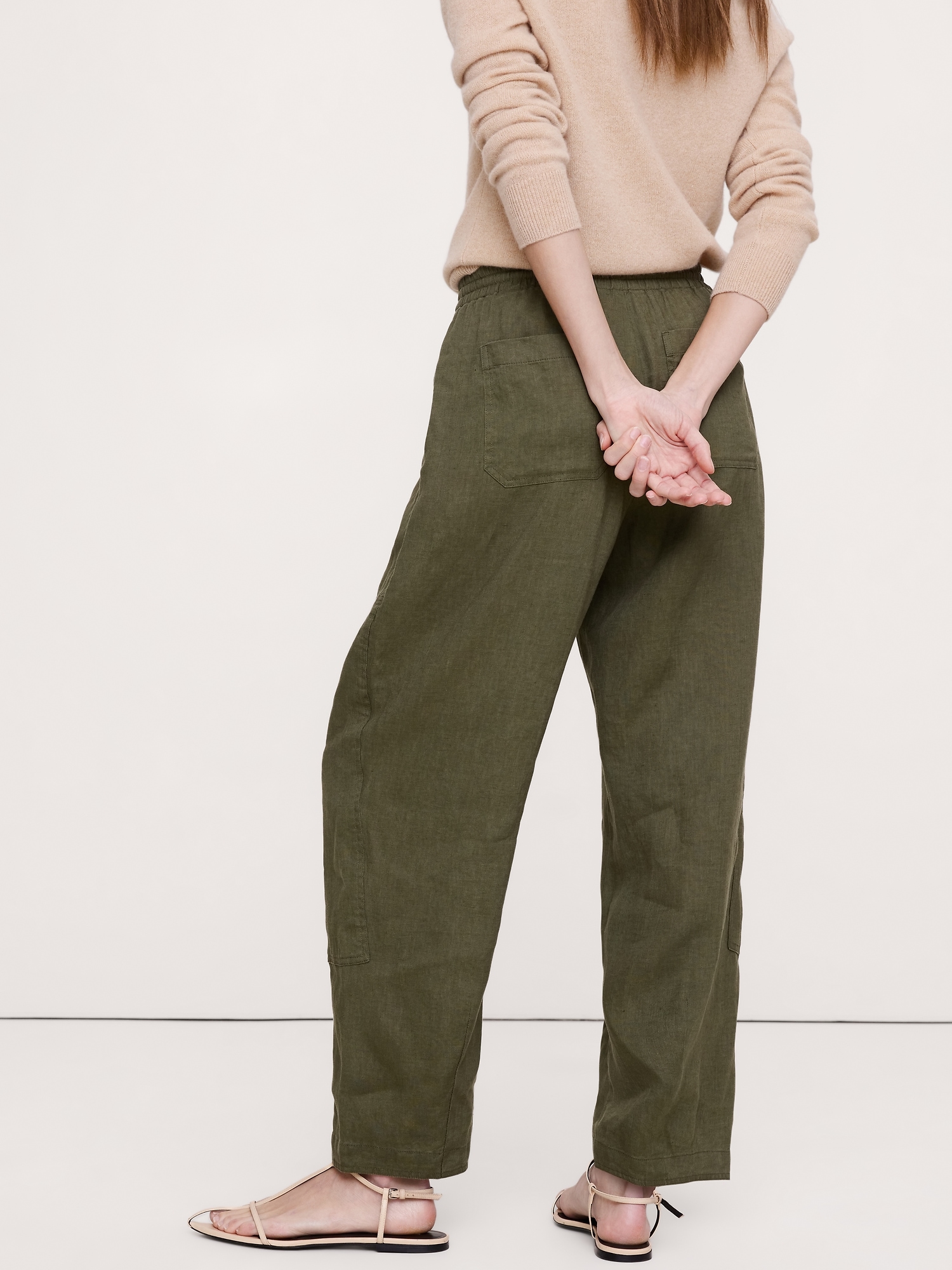 Image number 3 showing, Barrel-Leg Pull-On Pant in Linen