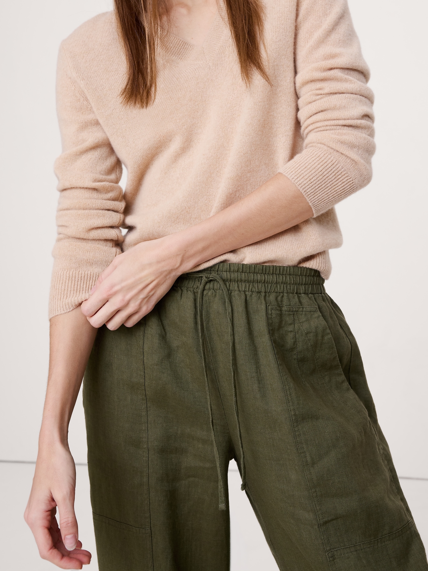 Image number 4 showing, Barrel-Leg Pull-On Pant in Linen
