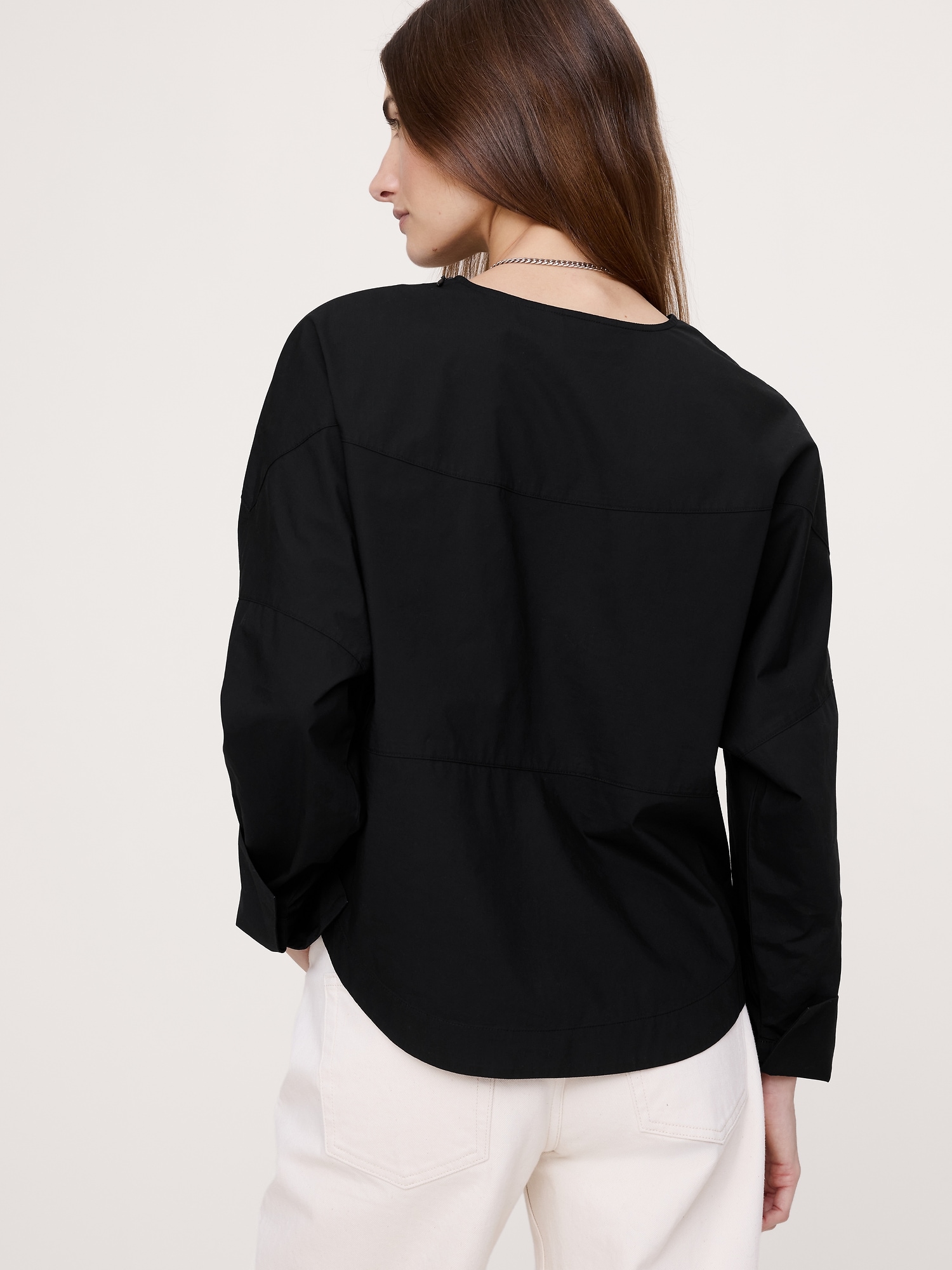 Image number 3 showing, Cotton Poplin Paneled Dolman Top