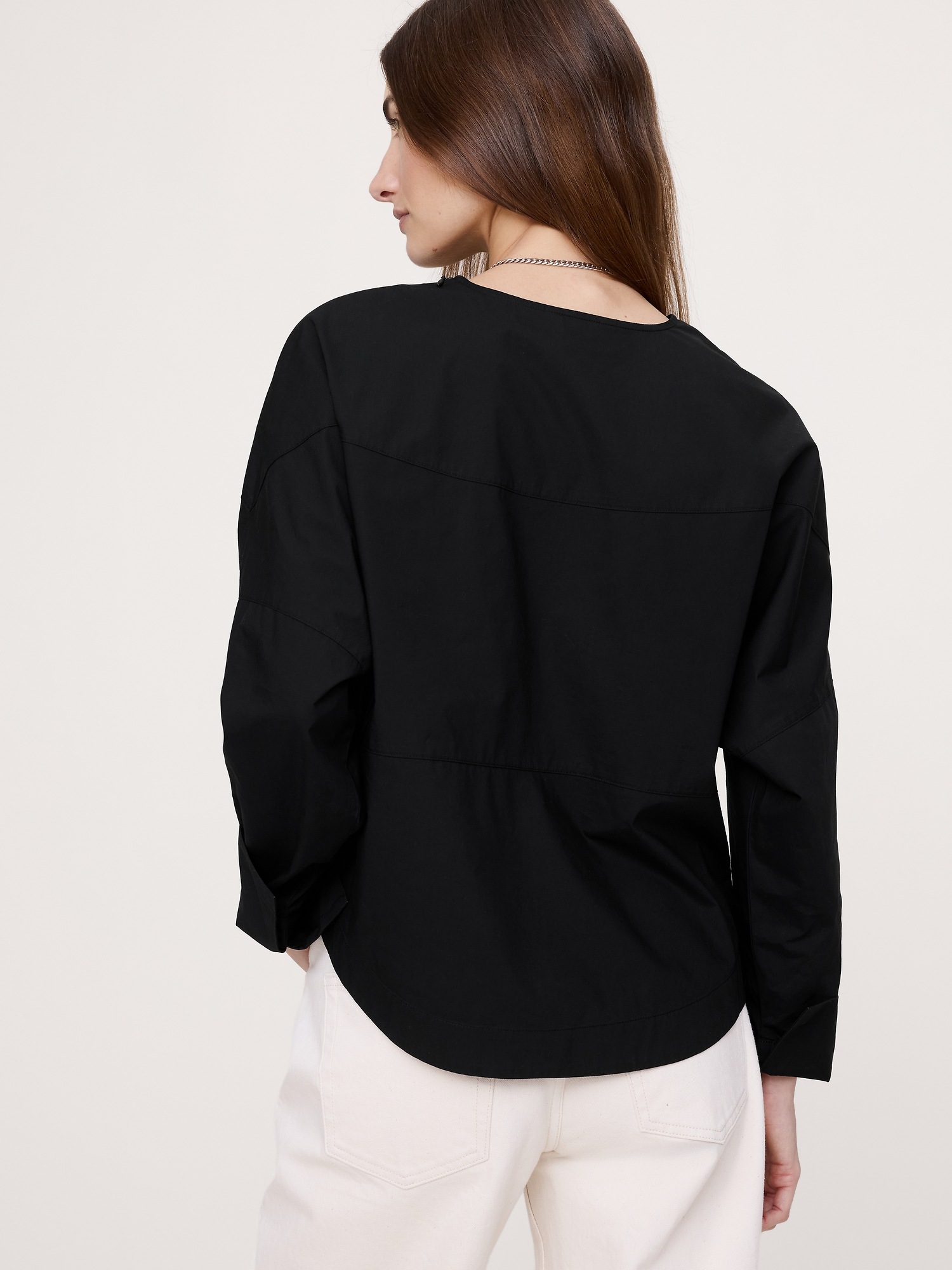 Женский топ Banana Republic Cotton Poplin Paneled Dolman Top, цвет: Чёрный — фото 2