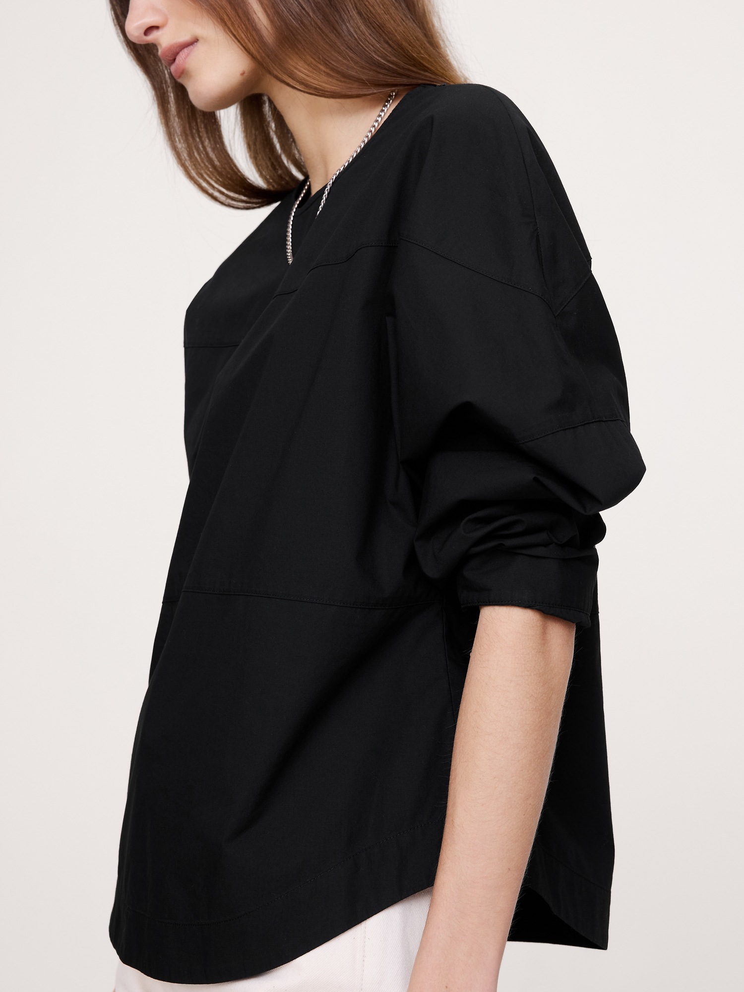 Женский топ Banana Republic Cotton Poplin Paneled Dolman Top, цвет: Чёрный — фото 3