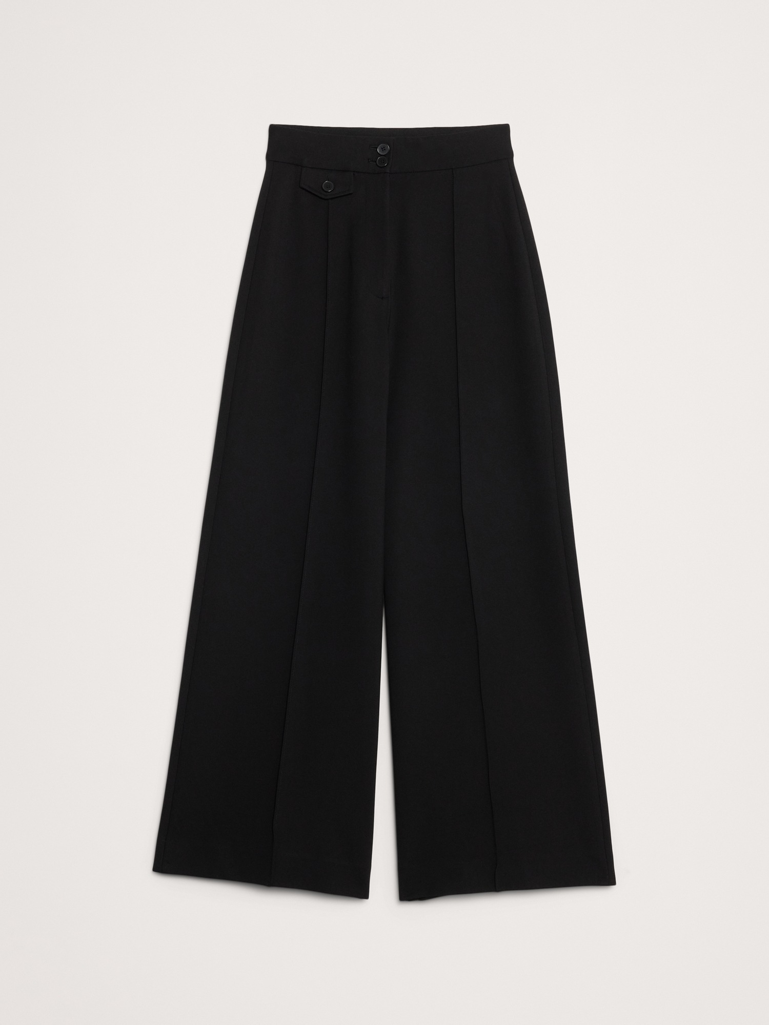 Женские брюки Banana Republic High Rise Wide-Leg Drapey Ponte Pant, цвет: Чёрный — фото 4