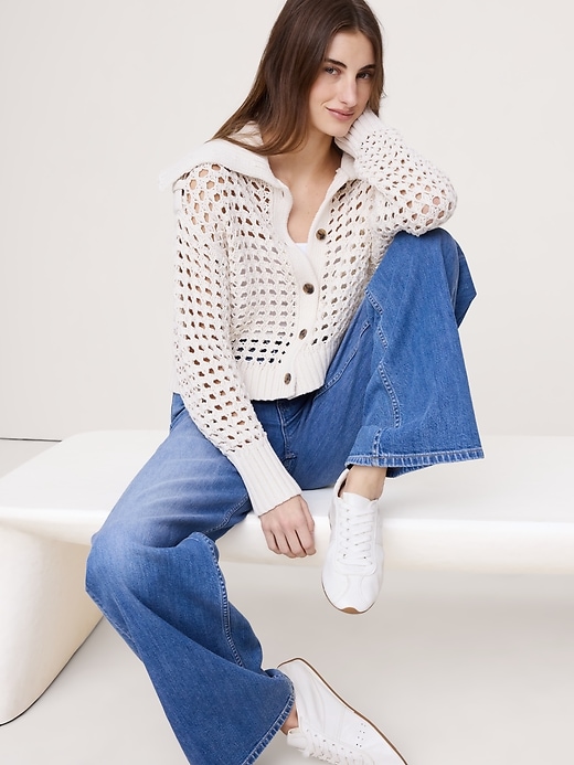 Cotton Open-Stitch Cardigan