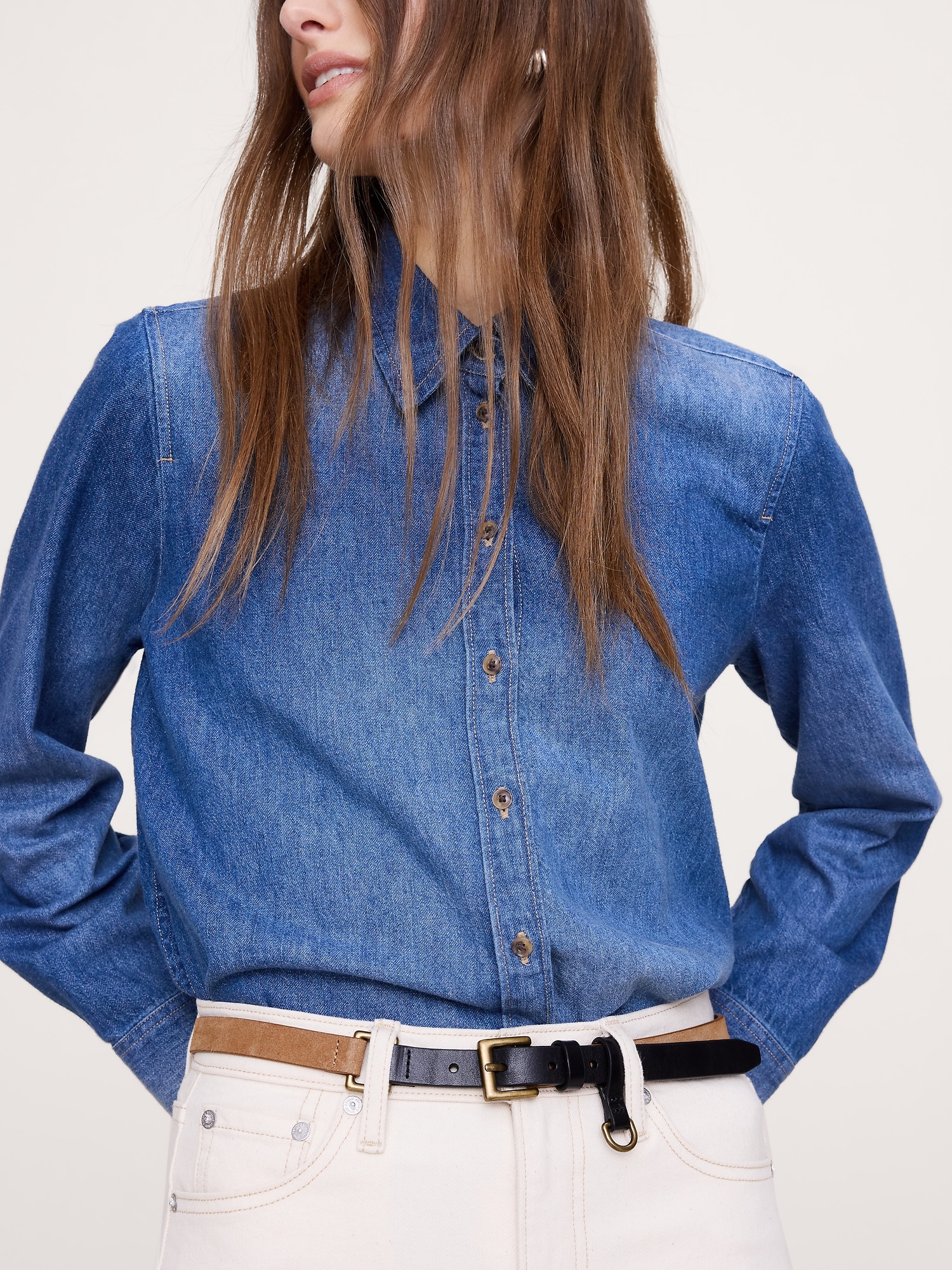 Image number 2 showing, Two-Tone Leather Skinny Utility Belt