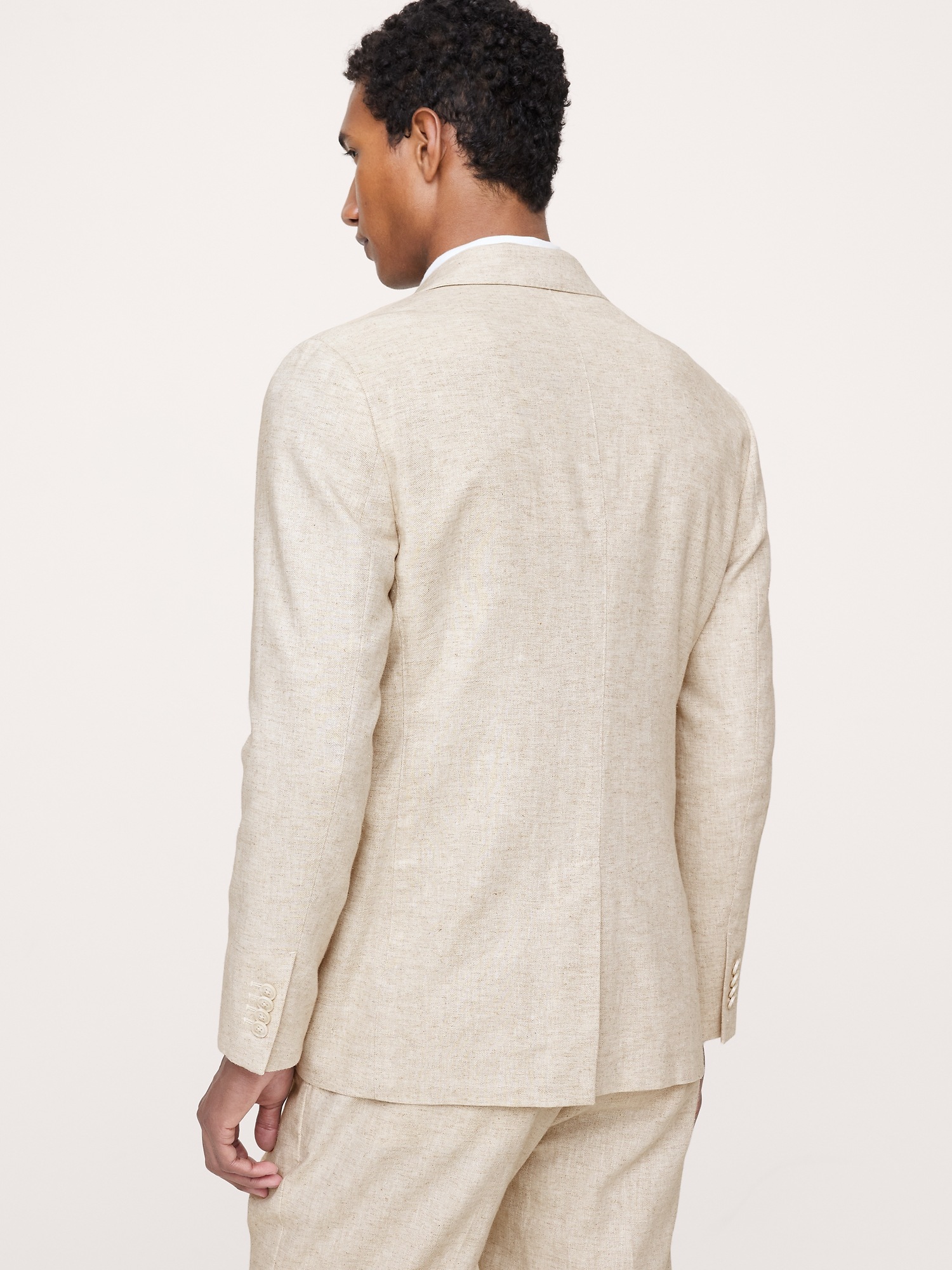 Мужской пиджак Banana Republic Herringbone Cotton-Linen Suit, цвет: Натуральный бежевый — фото 2