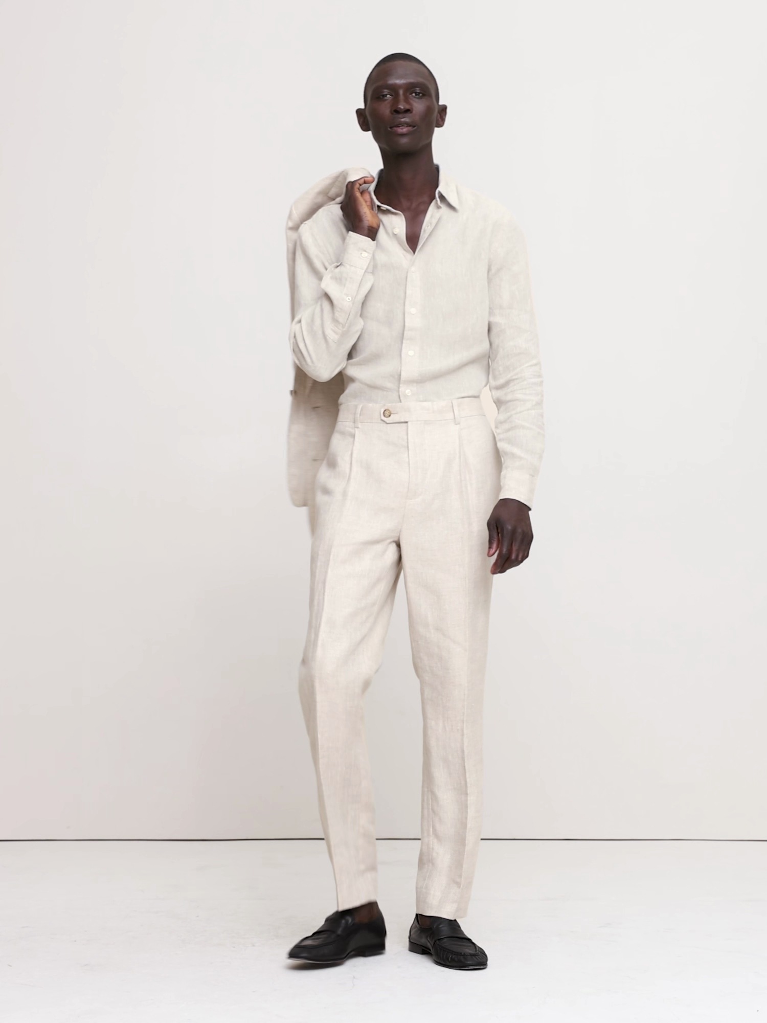 Мужские брюки Banana Republic Tailored Slim-Fit Herringbone Linen Suit Pant, цвет: Натуральный — фото 6