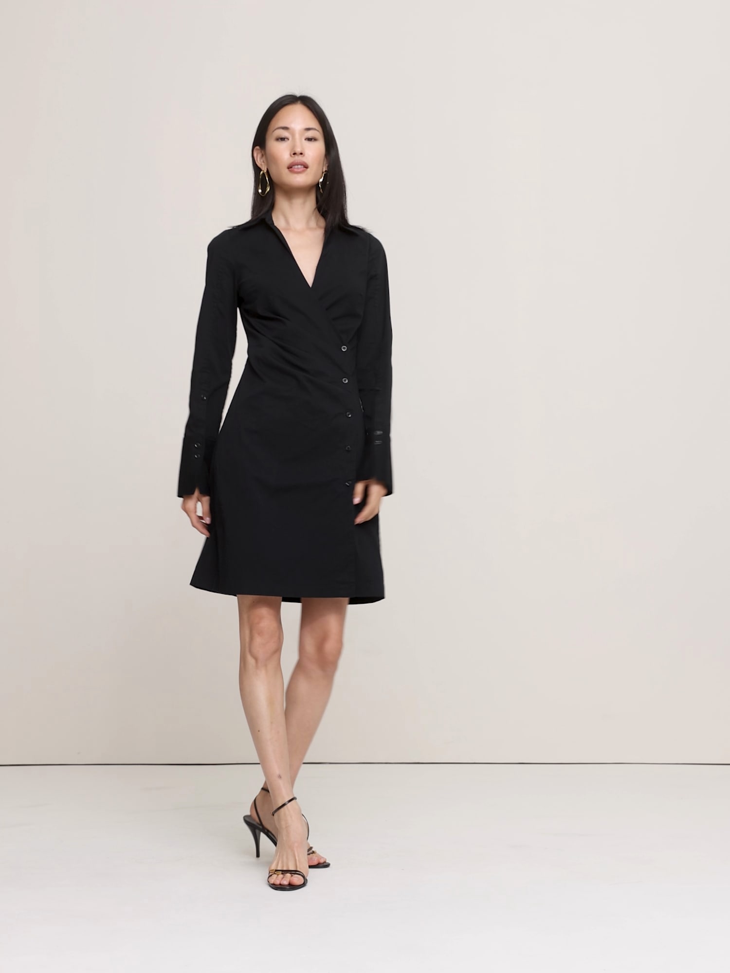 banana republic little black dress Banana Republic Little Black Blouson Mini Dress Women's 6 Professional Chic