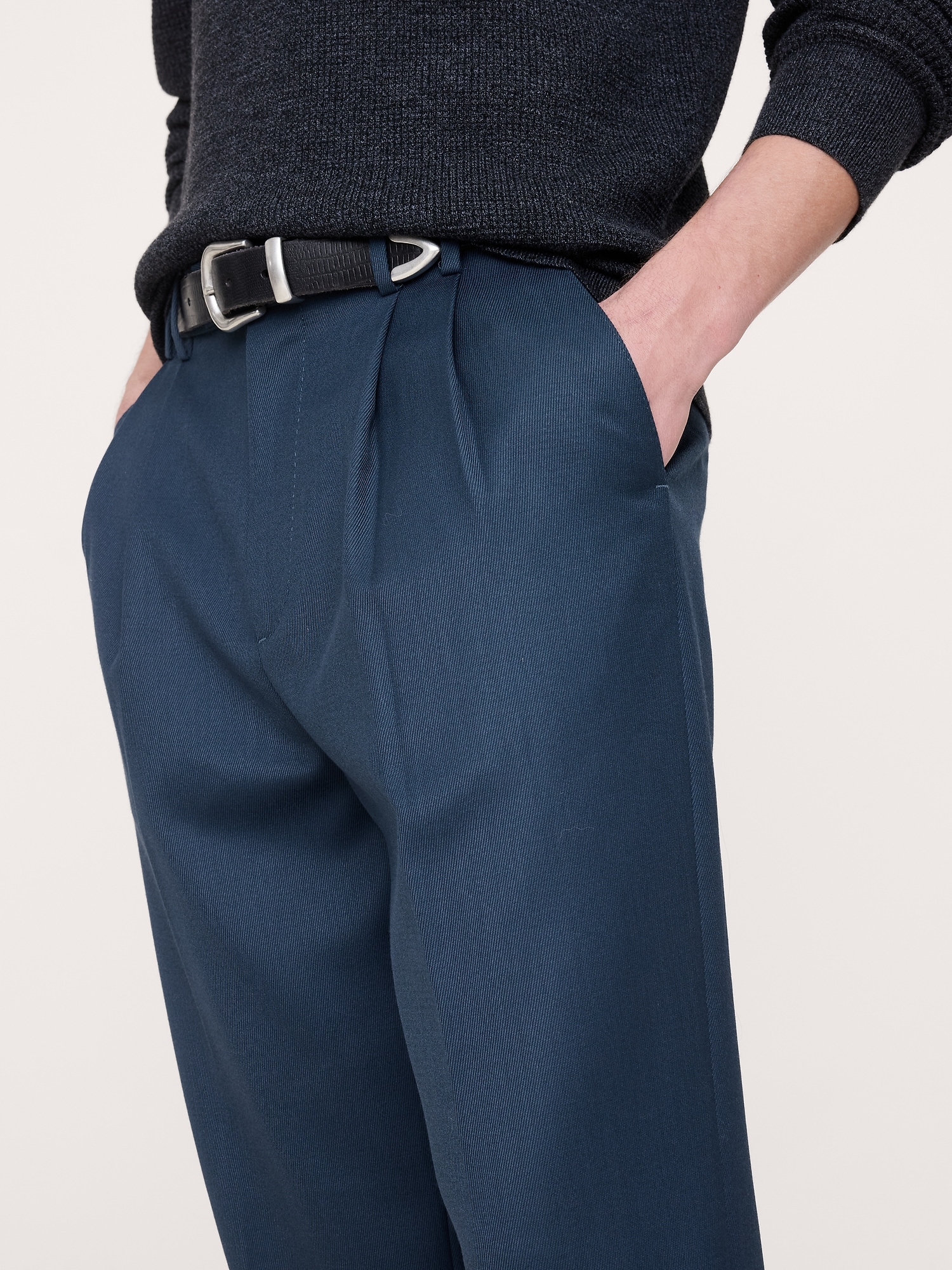 Image number 4 showing, Straight Pleated Twill Dress Pant
