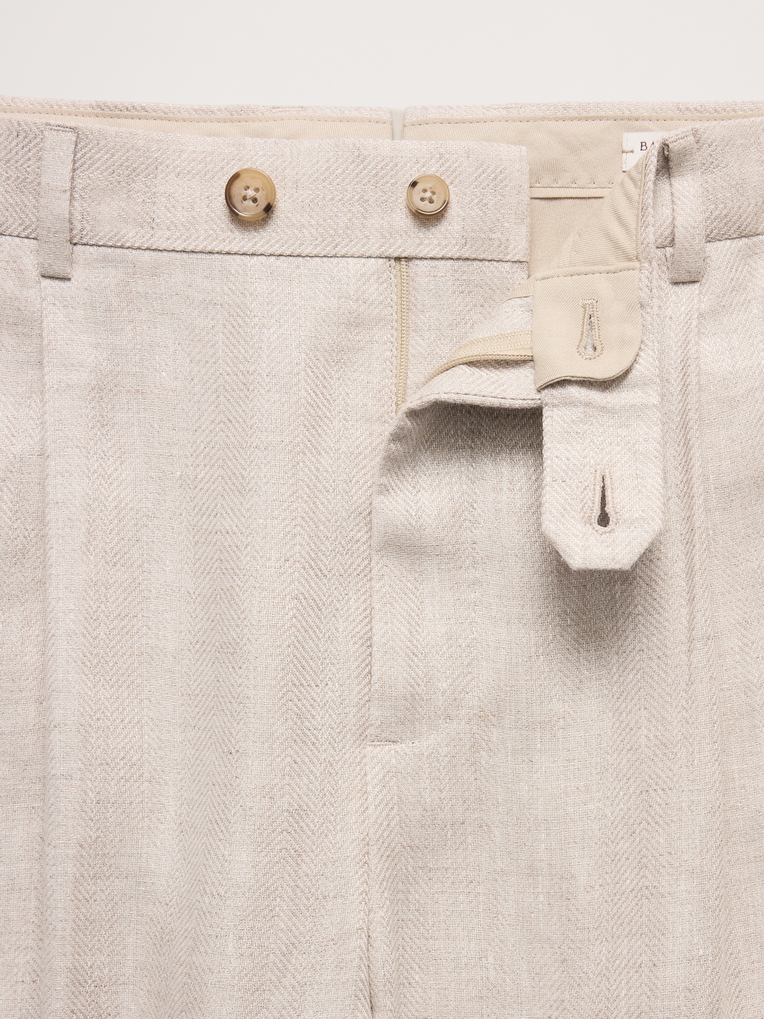 Мужские брюки Banana Republic Tailored Slim-Fit Herringbone Linen Suit Pant, цвет: Натуральный — фото 5