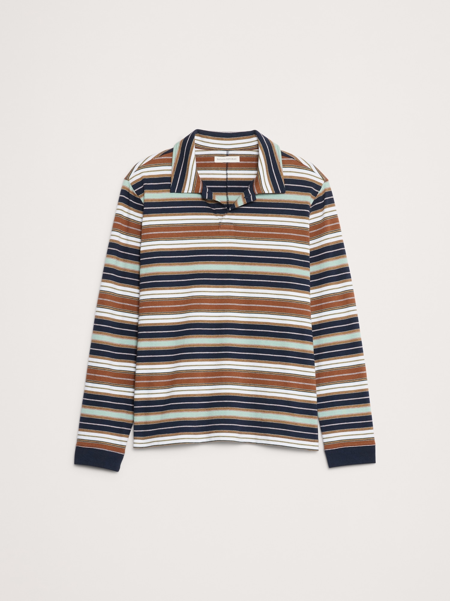 Image number 4 showing, Relaxed Stripe Cotton Johnny-Collar Polo