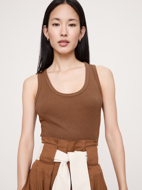 Ribbed Scoop-Neck Tank