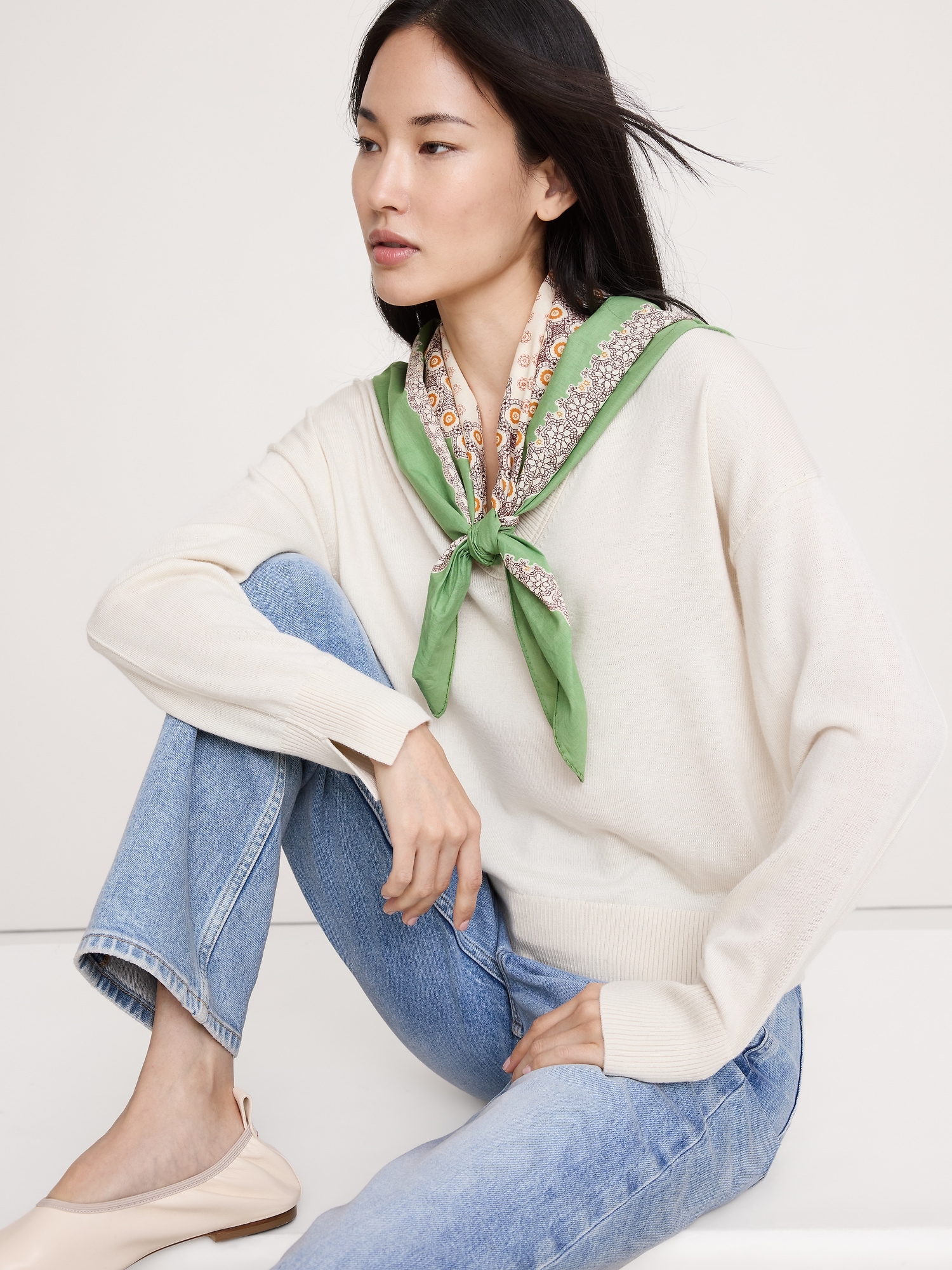 Image number 2 showing, Large Cotton Square Scarf