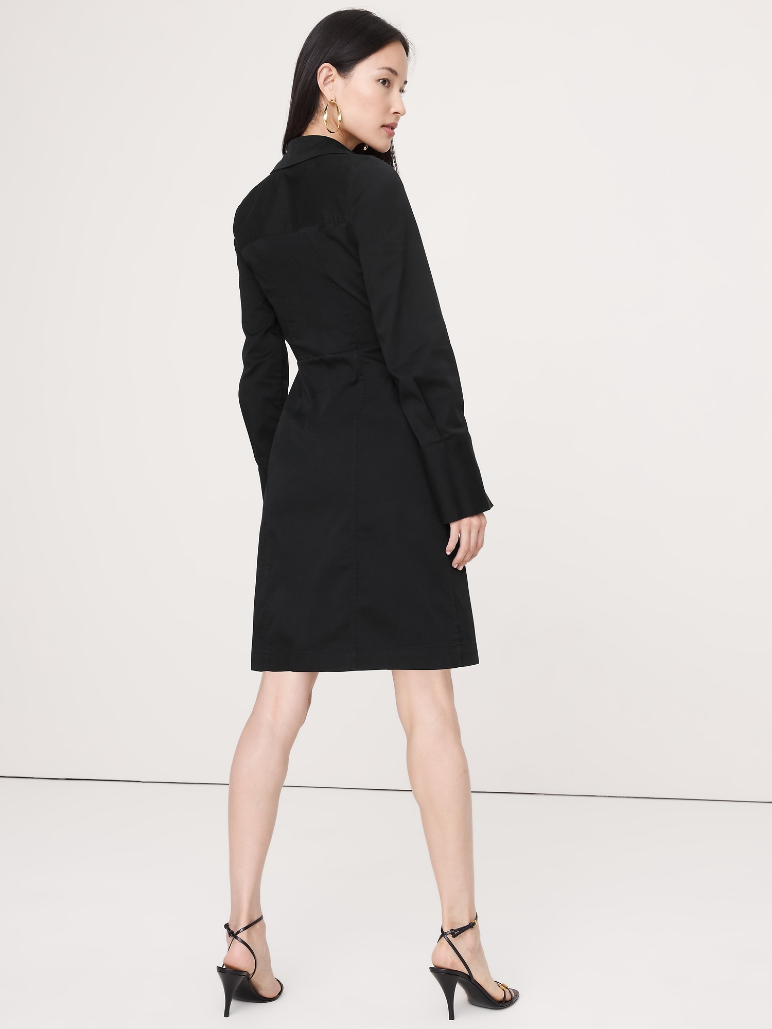 Image number 3 showing, Stretch-Cotton Ruched Mini Shirt Dress