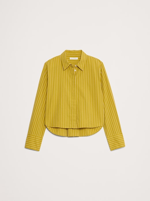 Image number 4 showing, Cropped Cotton Poplin Shirt with Elbow Patches