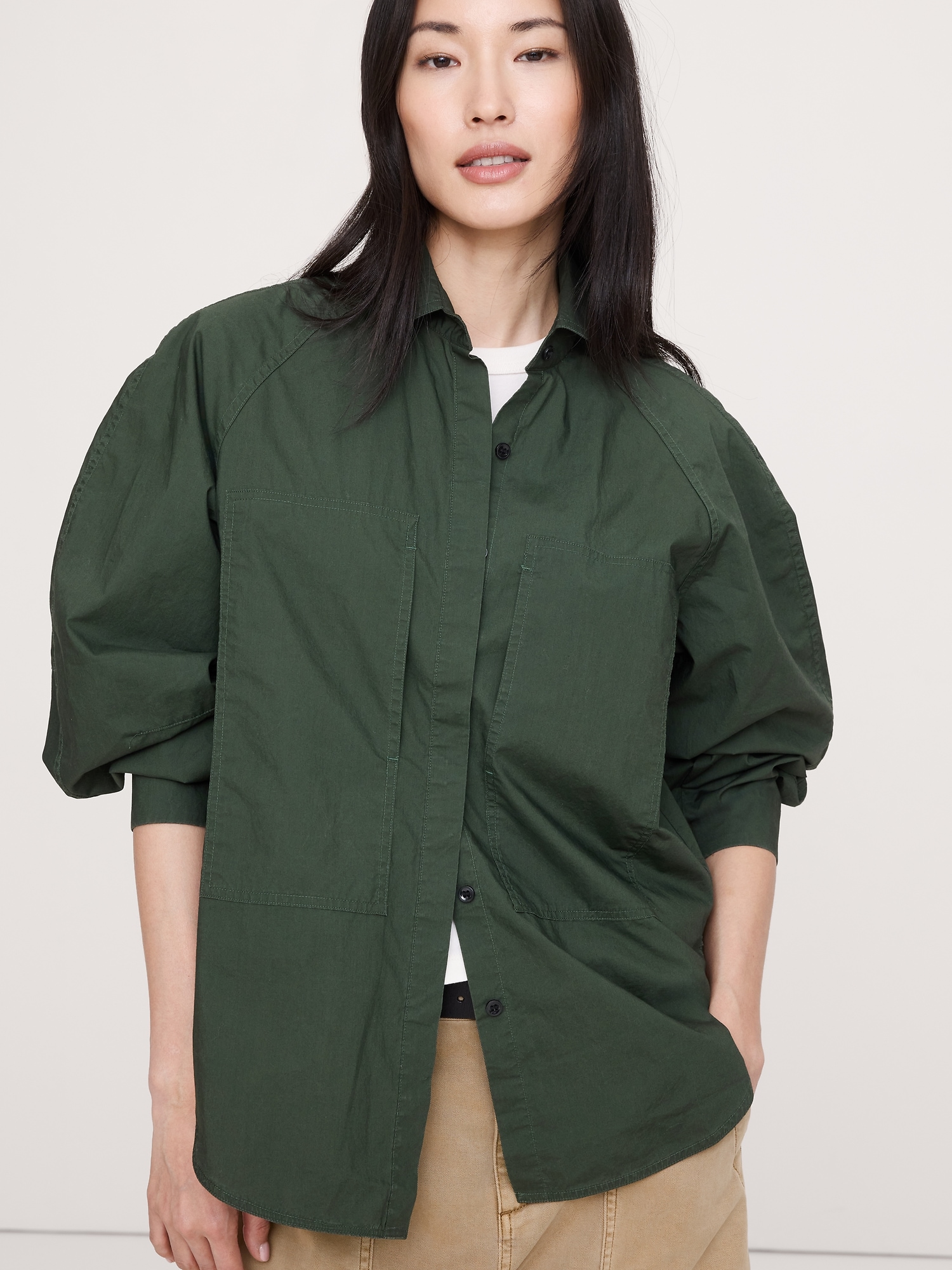 Image number 5 showing, Oversized Cotton Poplin Utility Pocket Shirt