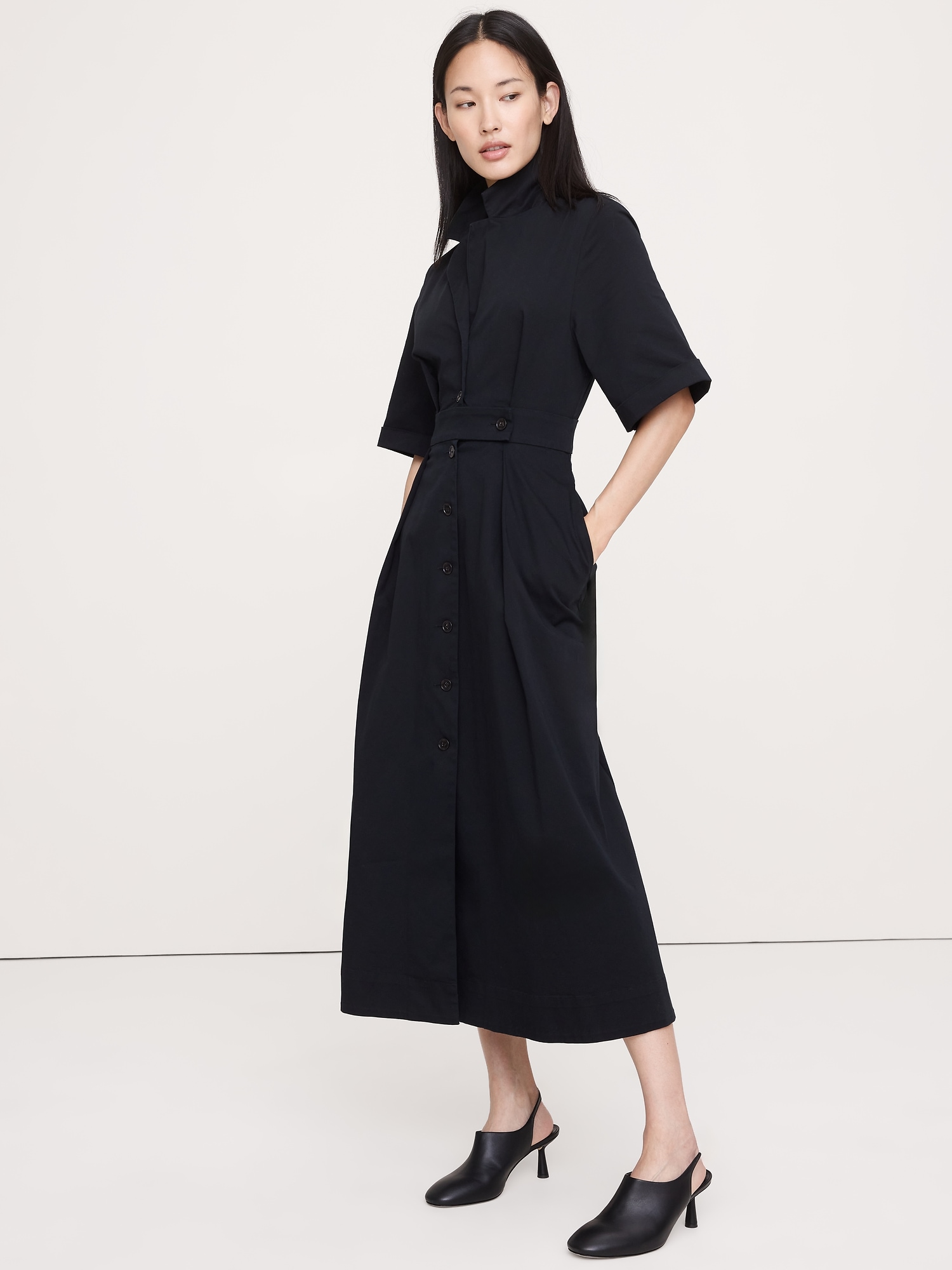Stretch-Poplin Shirtdress