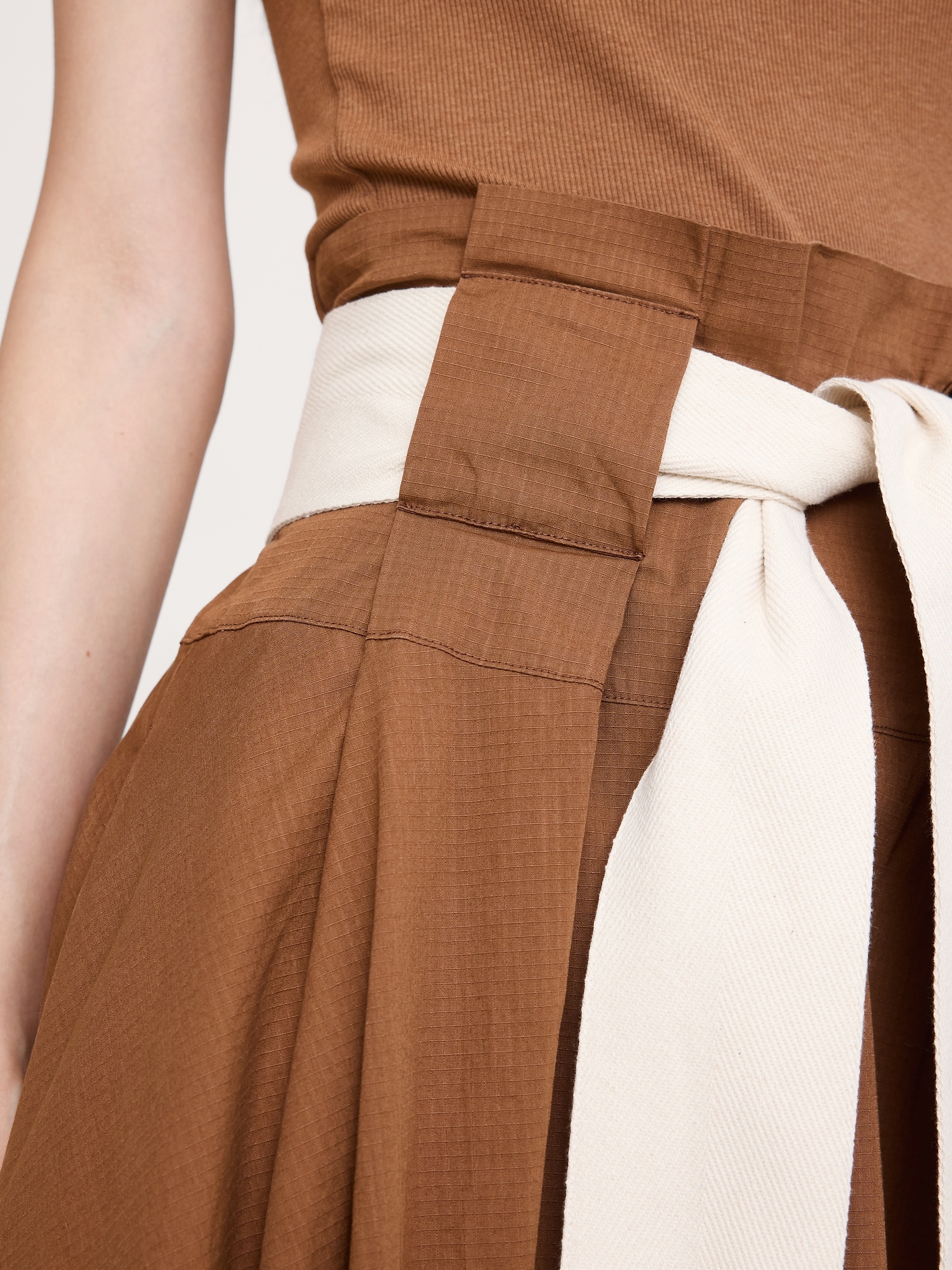 Image number 5 showing, Stretch-Cotton Belted Maxi Skirt