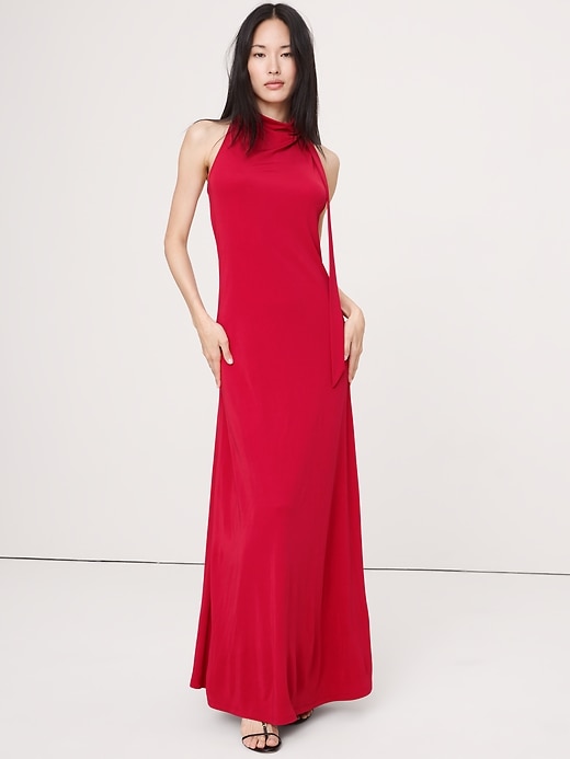 Matte Jersey Cowl-Neck Maxi Dress