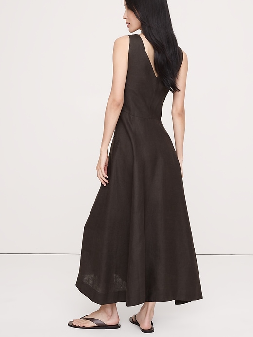 Banana Republic Women's Linen Pocket Maxi Dress Brownstone Size Xs