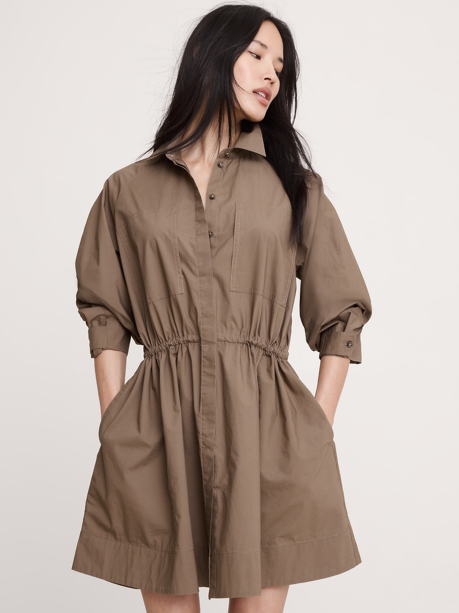 Image number 4 showing, Cotton Poplin Mini Shirtdress