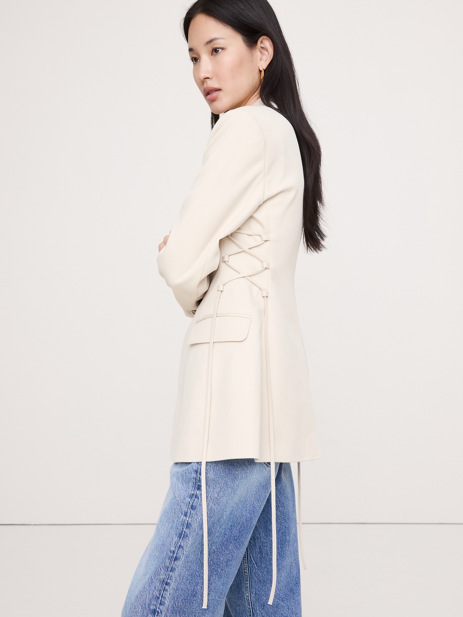 Женский пиджак Banana Republic Hourglass Corset Blazer, цвет: Кремовый белый — фото 3