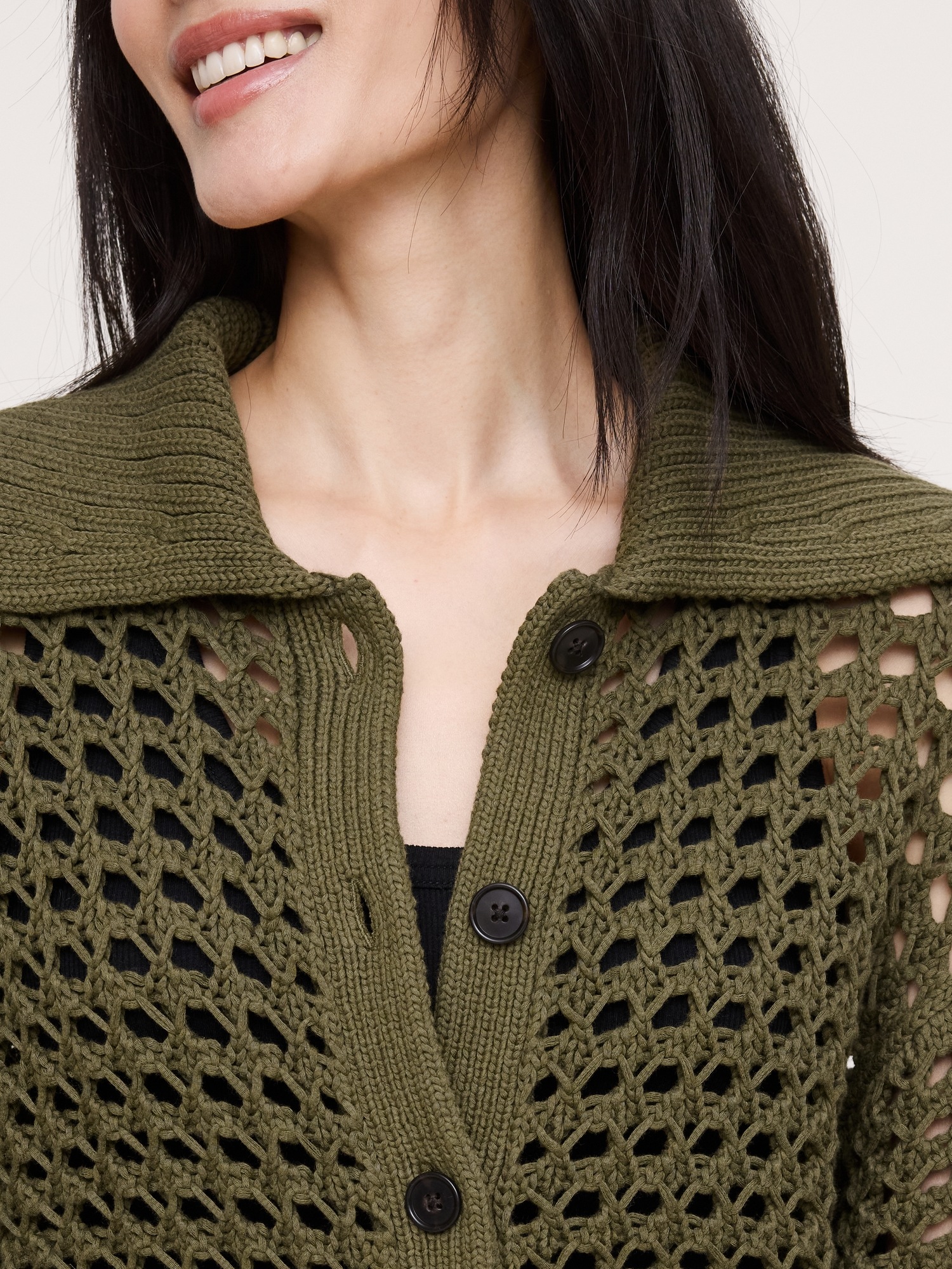 Image number 6 showing, Cotton Open-Stitch Cardigan