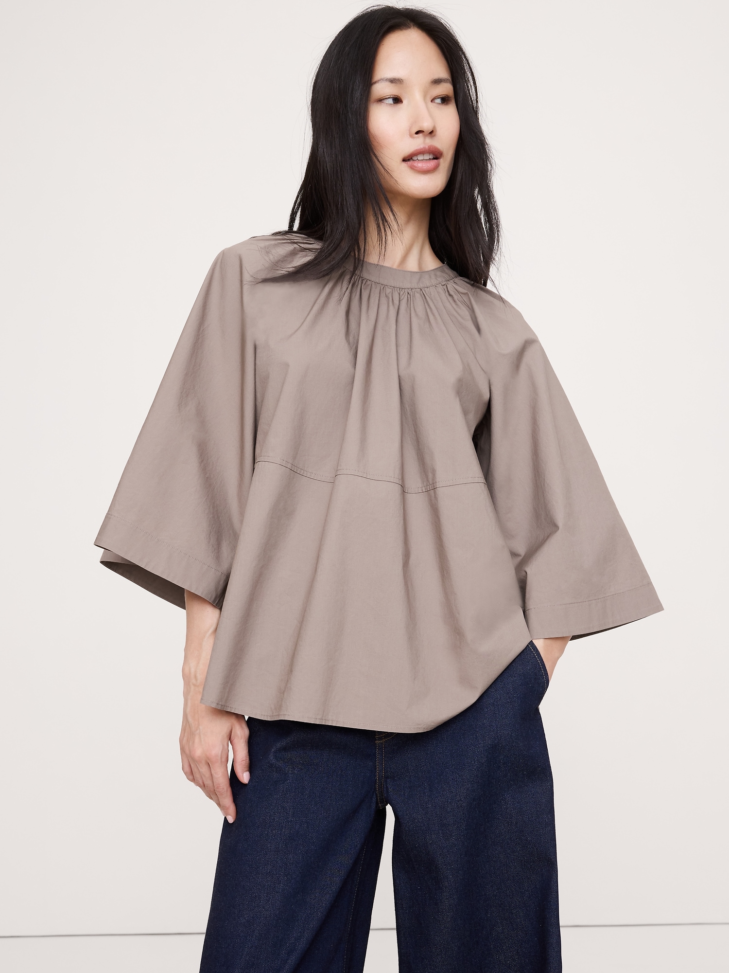 Cotton Poplin Convertible Trapeze Top