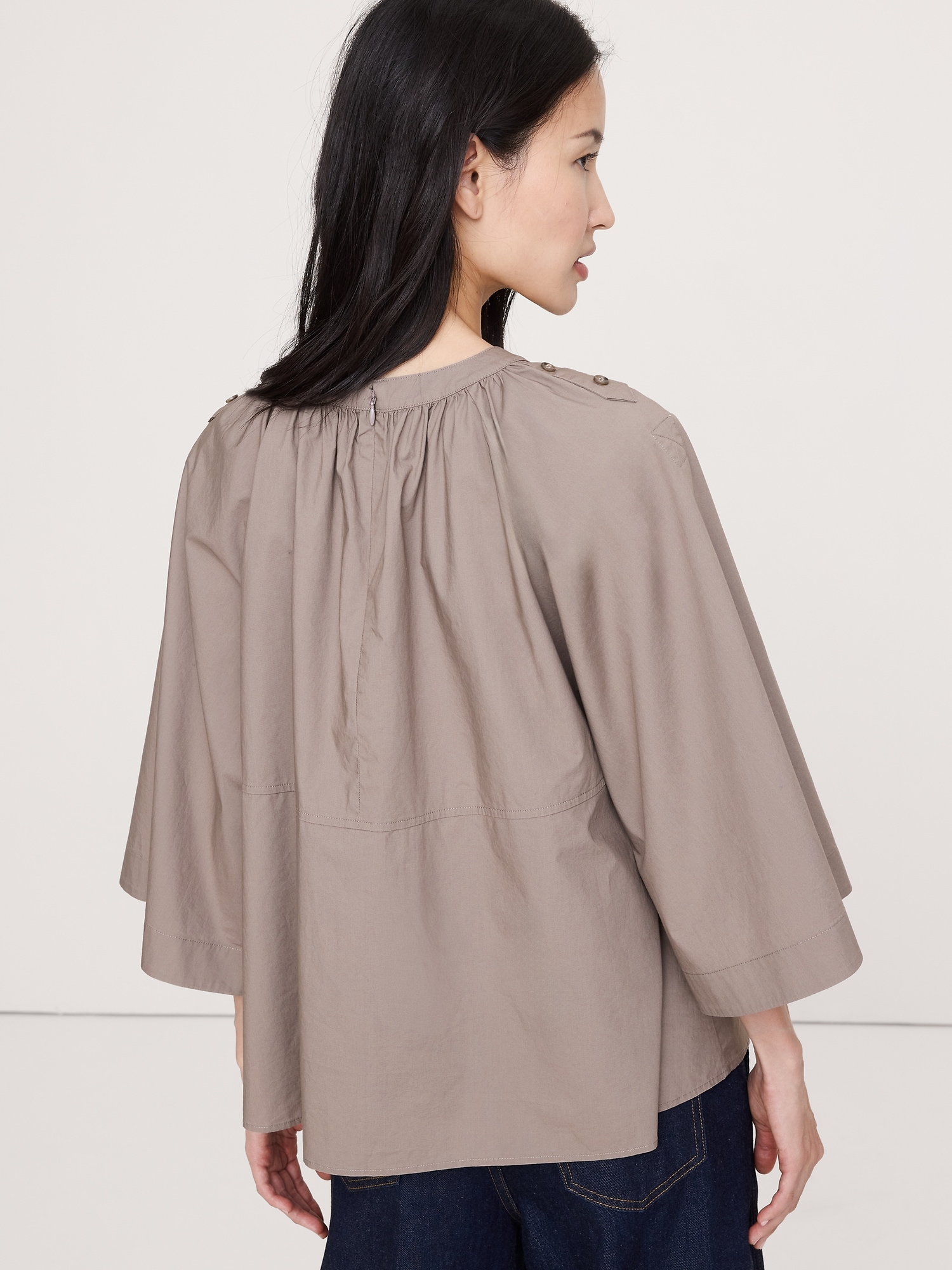 Image number 5 showing, Cotton Poplin Convertible Trapeze Top