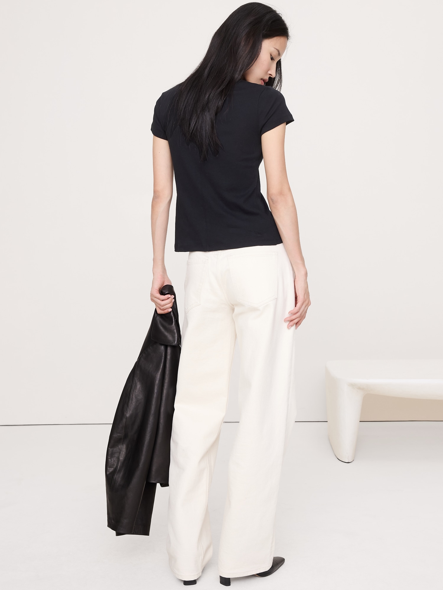 Image number 3 showing, Baby Rib Cotton Mock-Neck T-Shirt