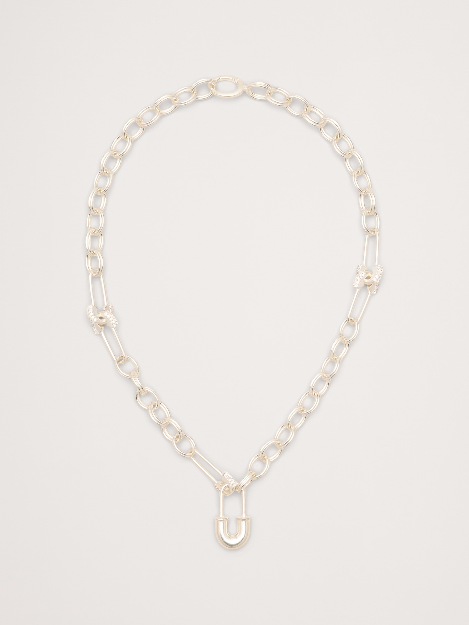 Image number 1 showing, Rhinestone Safety Pin Chain Necklace