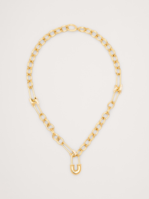 Rhinestone Safety Pin Chain Necklace